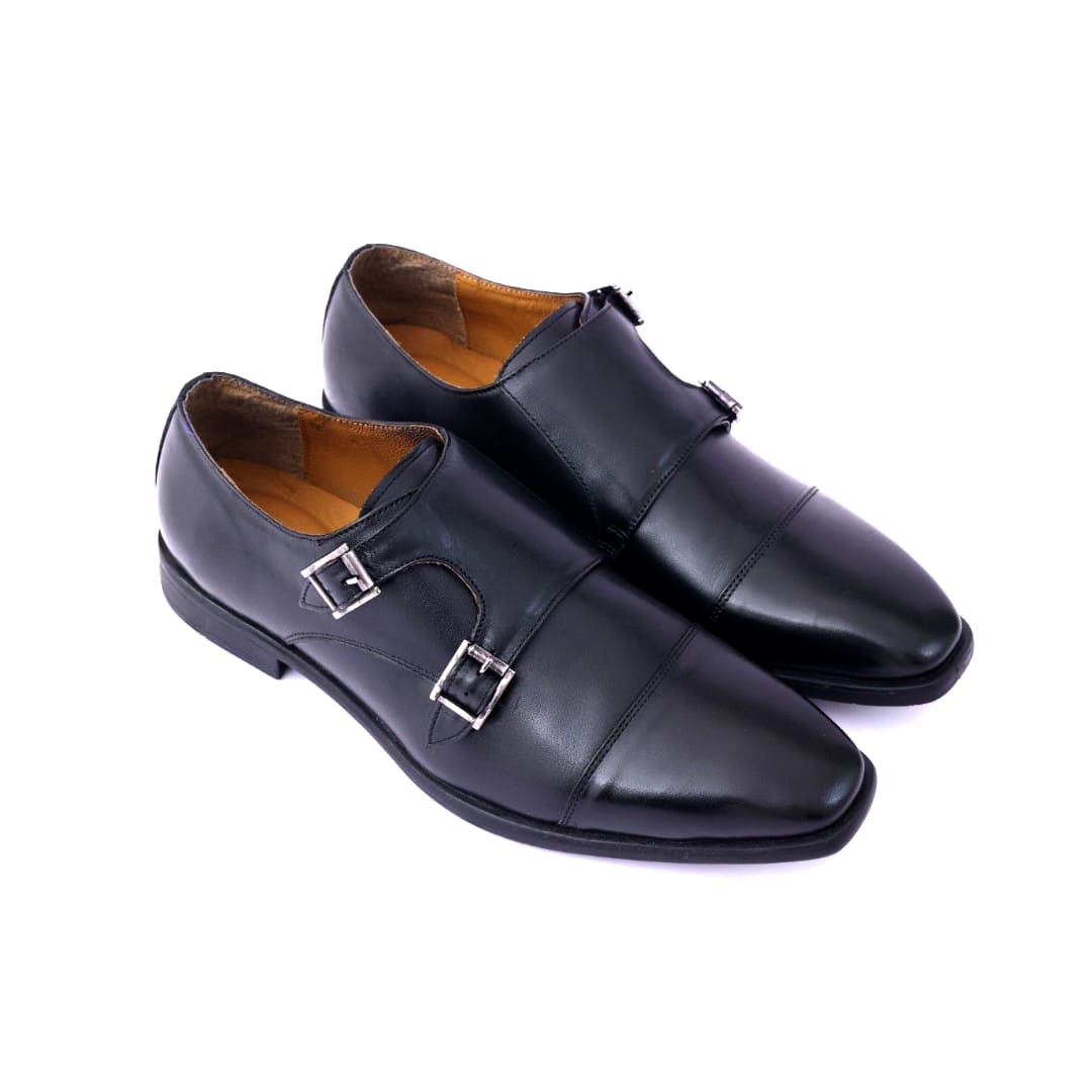 Double Monk – Men's Premium Leather Double Monk Strap Shoes | Cap Toe Formal & Wedding Wear - Image 4