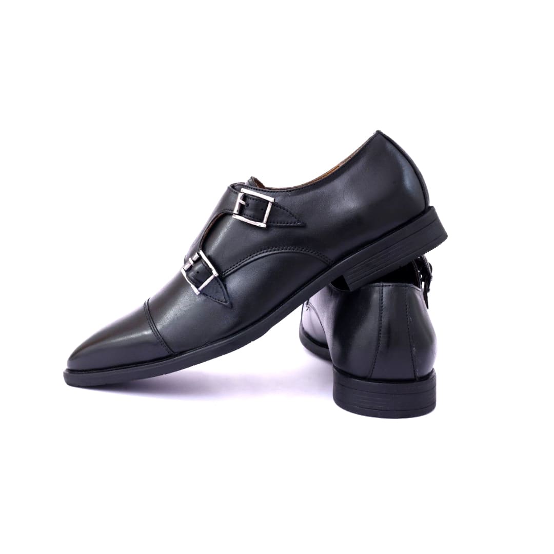 Double Monk – Men's Premium Leather Double Monk Strap Shoes | Cap Toe Formal & Wedding Wear - Image 3