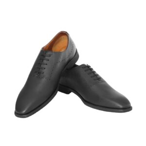 Black Semi-Brogue Oxford Lace-Up