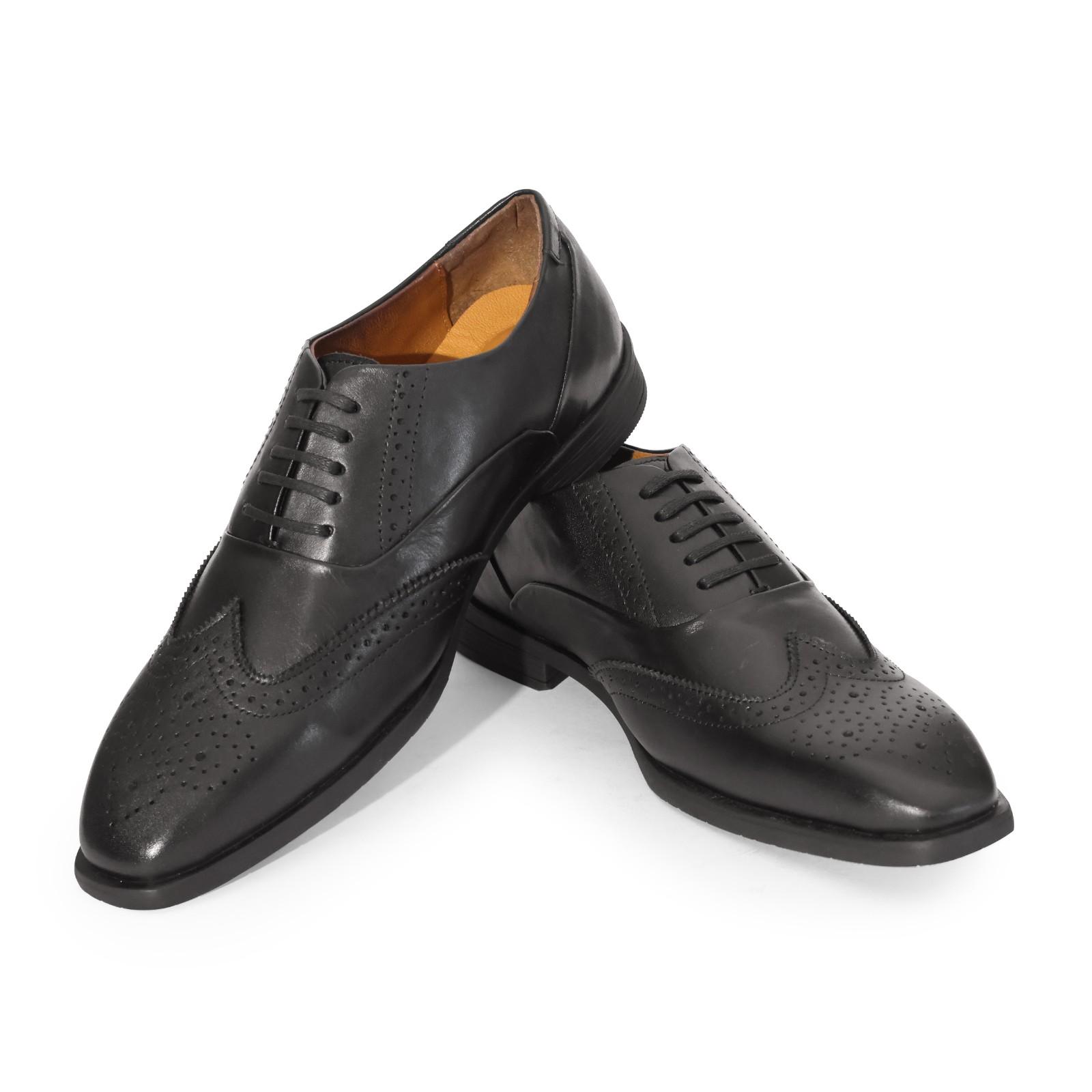 Black Wingtip Brogue Oxford Lace-Up