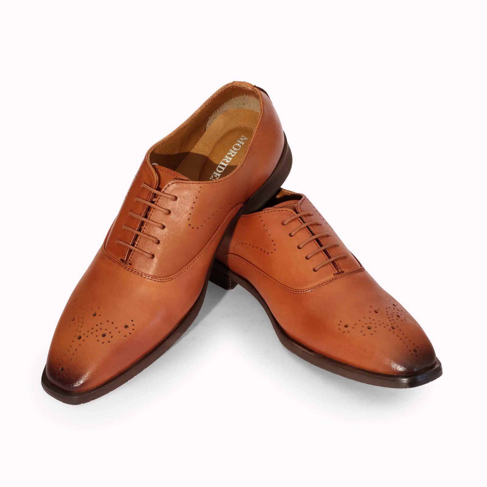 Tan Lace-Up Brogue Oxford Formal