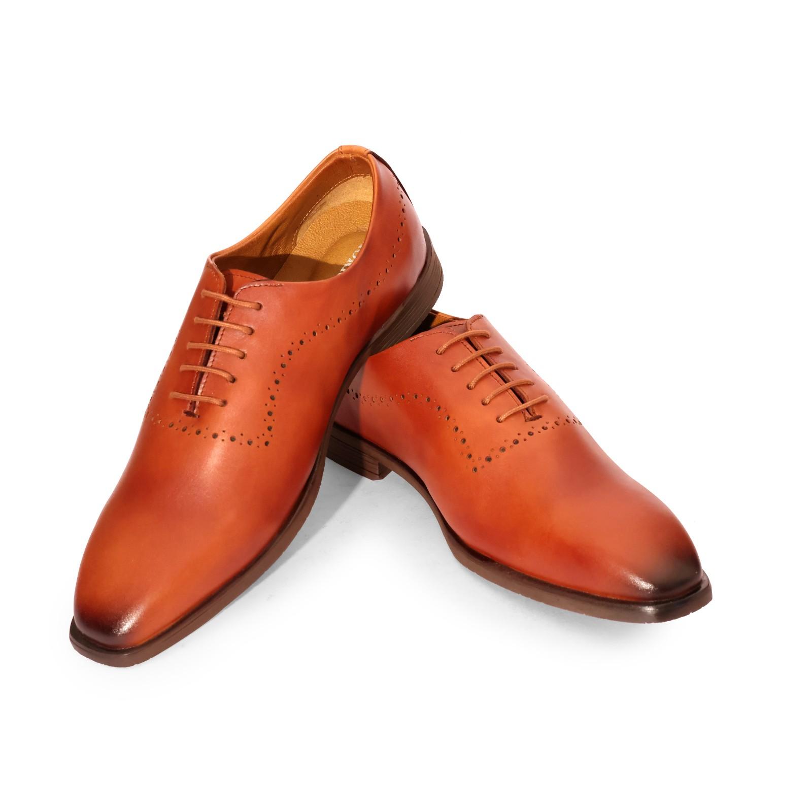 Tan Semi-Brogue Oxford Lace-Up