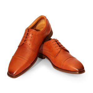 Tan Cap-Toe Derby Lace-Up
