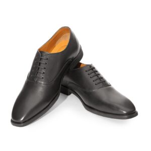 Black Plain Toe Oxford Lace-Up
