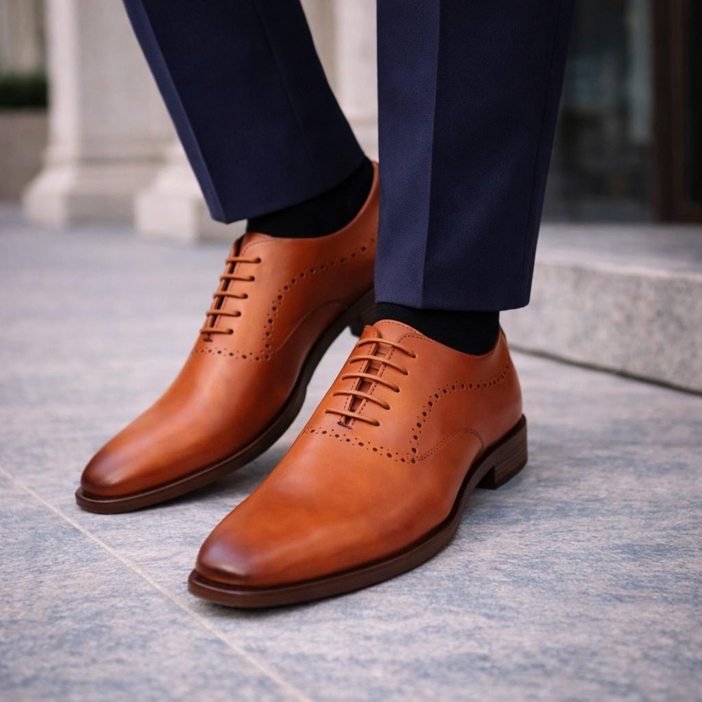 Tan Semi-Brogue Oxford Lace-Up - Image 3