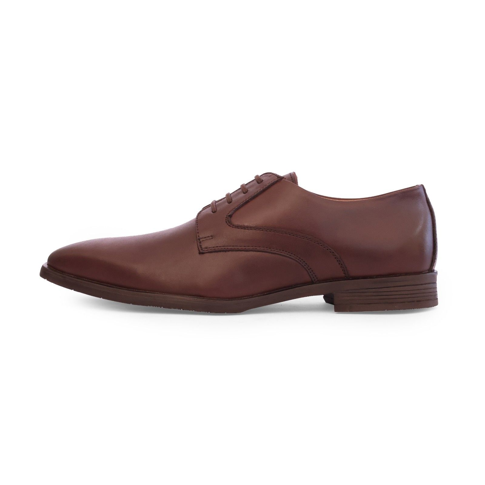 Dark Brown Plain Toe Derby Lace-Up - Image 4