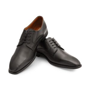 Black Plain Toe Derby Lace-Up