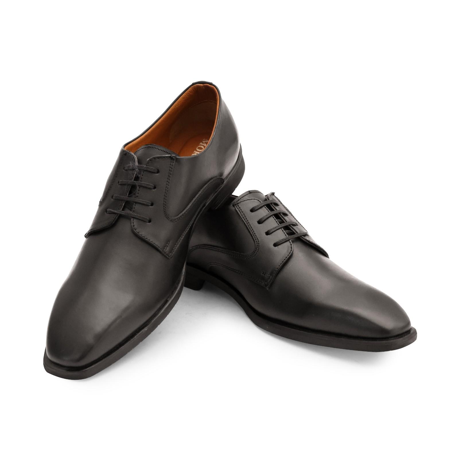 Black Plain Toe Derby Lace-Up
