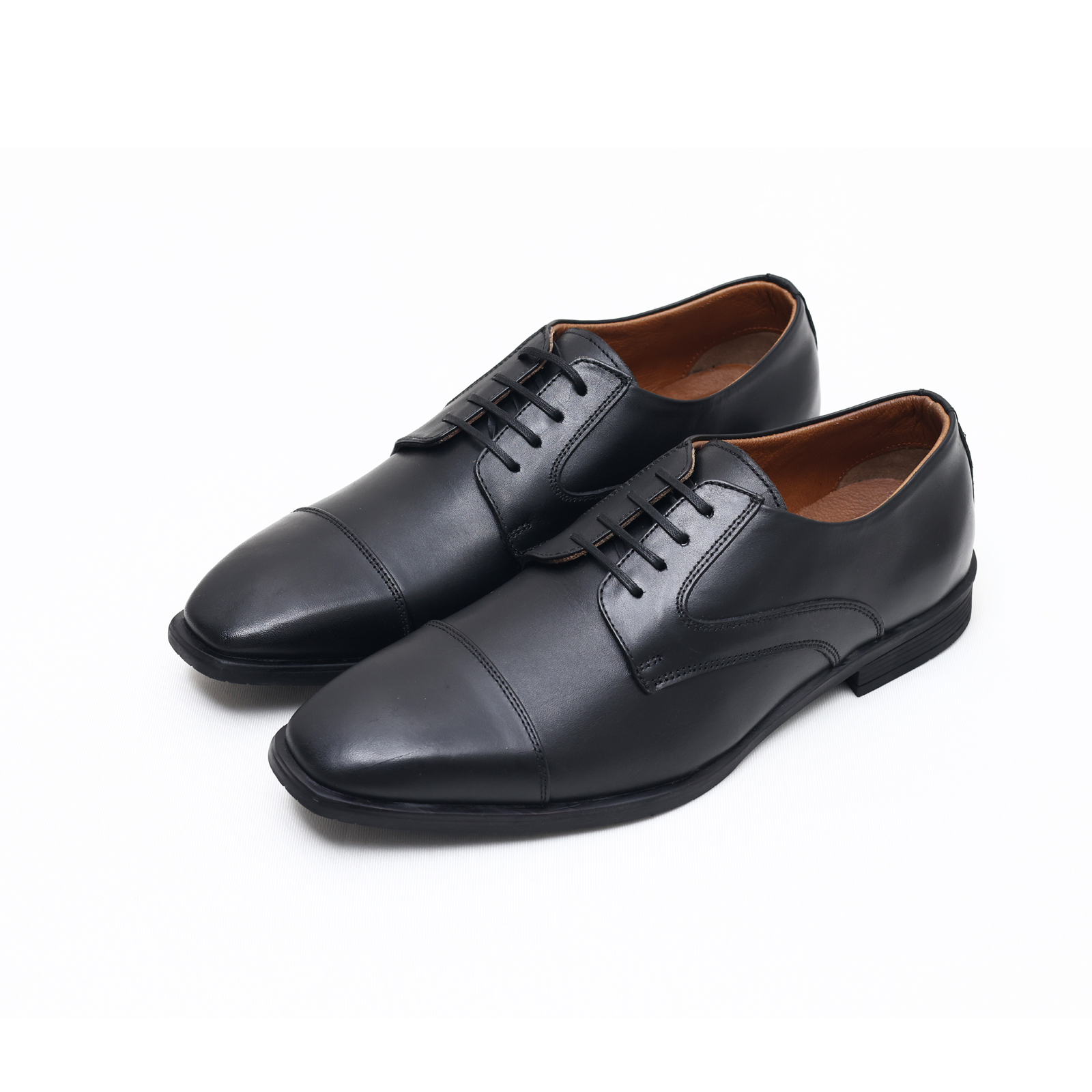 Black Cap Toe Derby Shoes - Image 2