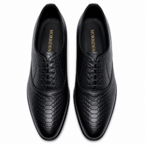 Croco Noir - Men's Textured Oxford Formal Shoes | Premium Lace-Up Party Wear Shoes